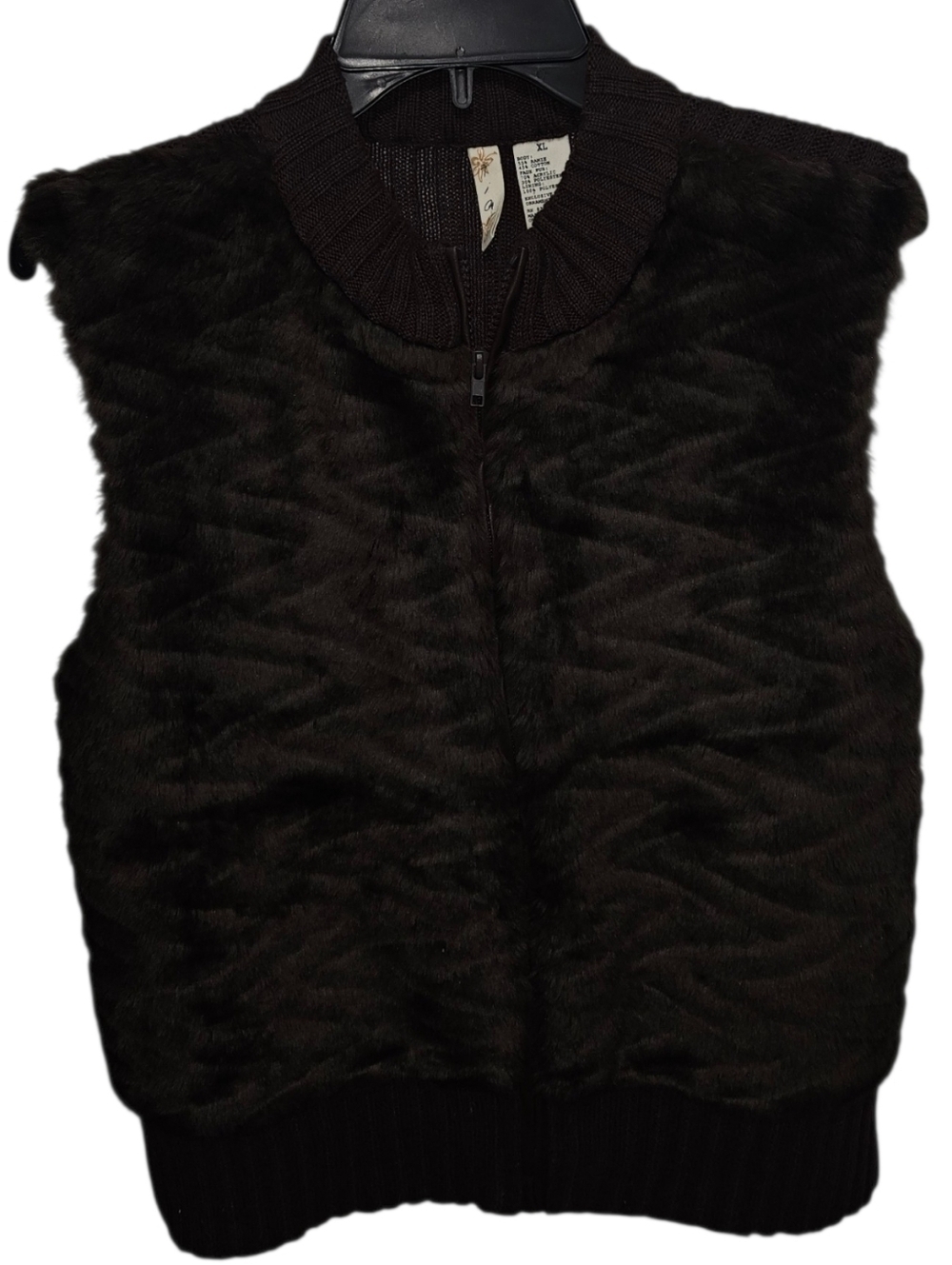 Tiara Faux Fur Zig-Zag Full Zip Knit Vest - Picture 1 of 3